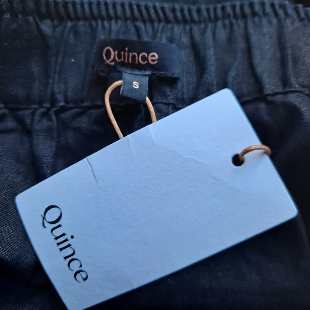 NWT Quince European Linen Square Neck Sleeveless Jumpsuit Black Women's Size S